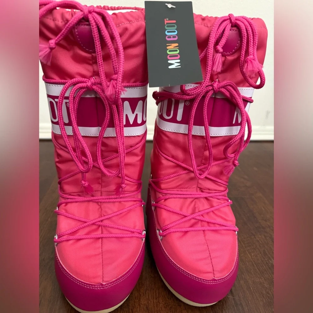 NWT Moon Boot Icon Nylon Boots in Bougainvillea/ Hot Pink Size 7 - Picture 7 of 17